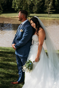 Niagara backyard country wedding with casual bride and groom portraits