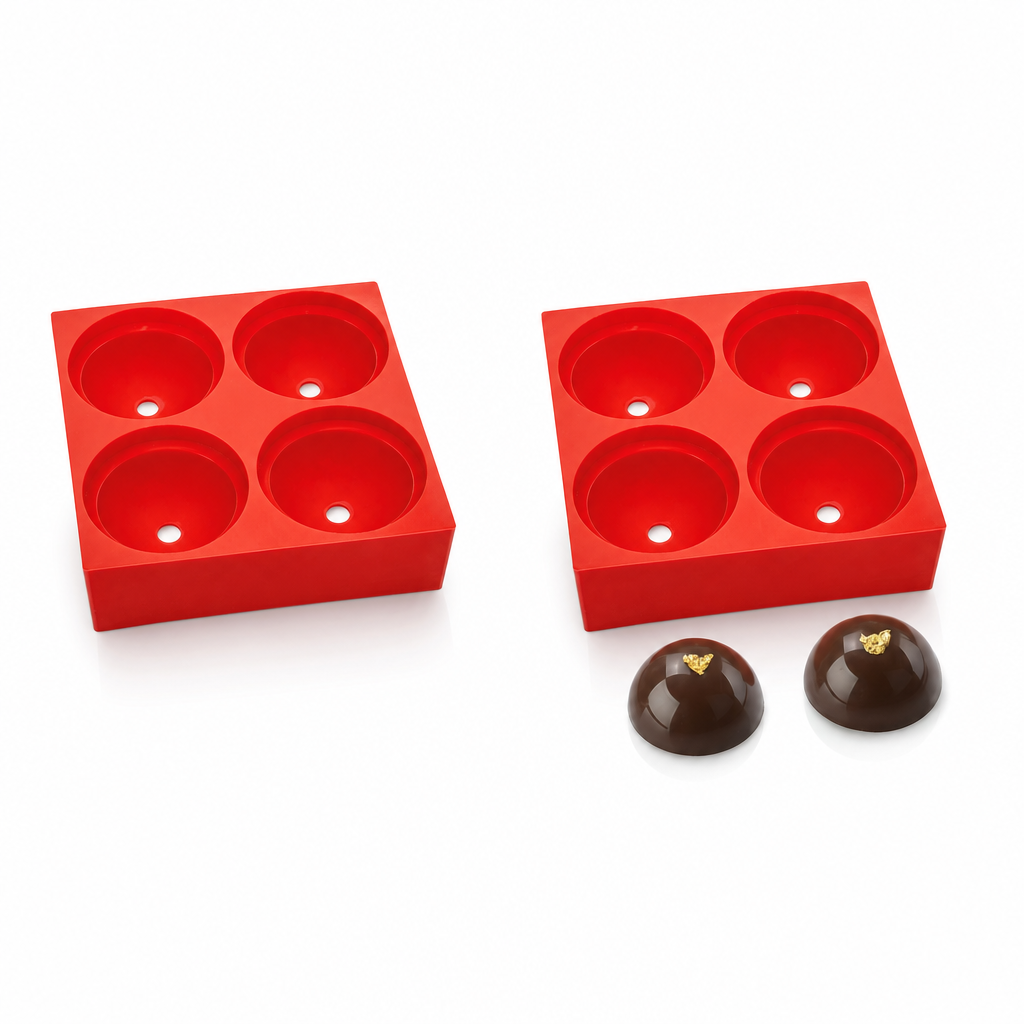 4 MOULE À SUCRE EN SILICONE SPHÈRES (4CM)