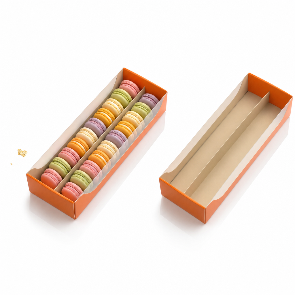 MACARON BOX BROWN/PINK (18PCS) - 48/cs