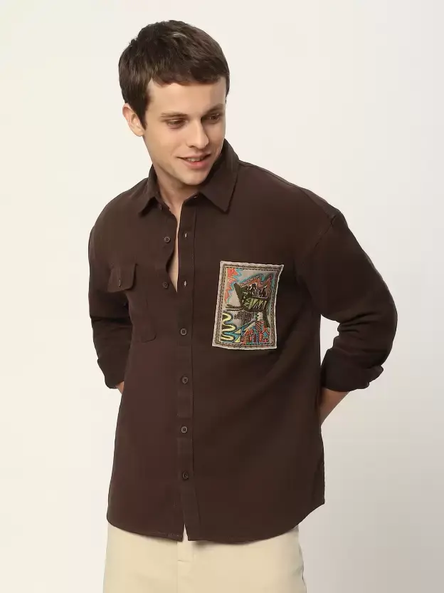 Spread Collar Casual Shirt