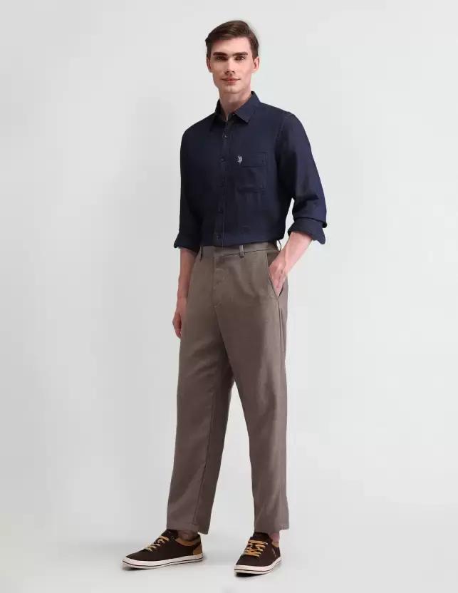Thumbnail: U.S. Polo Assn. Denim Co.  Men Slim Fit Printed Cut Away Collar Casual Shirt