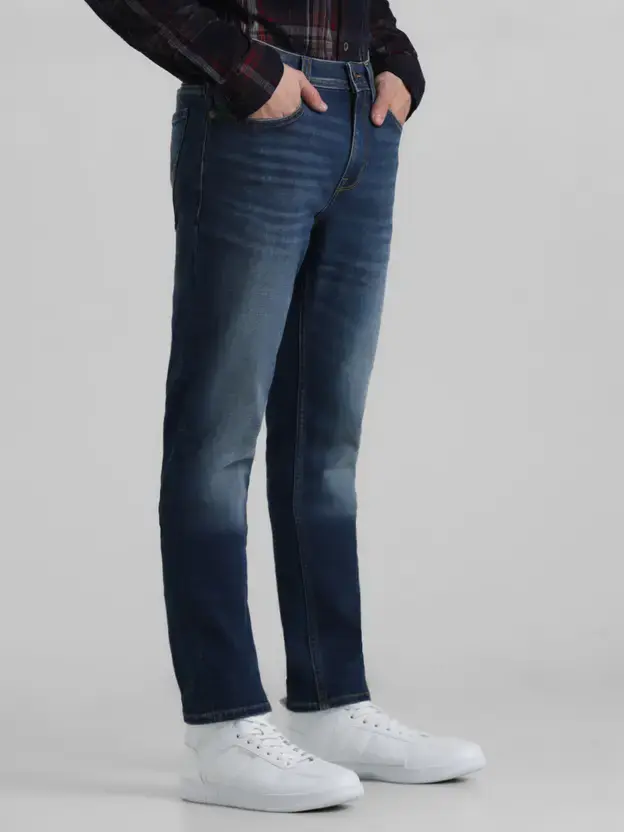 Thumbnail: JACK & JONES  Slim Mid Rise Dark Blue mens jeans