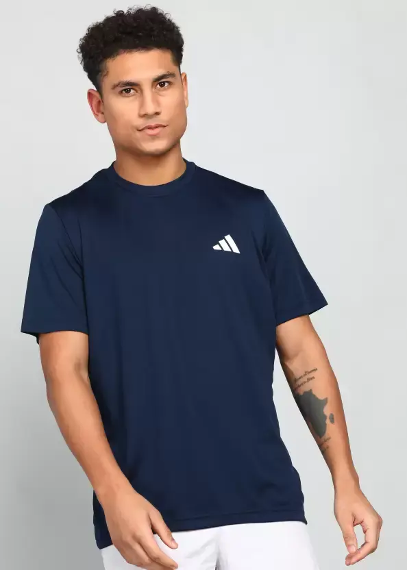 ADIDAS Men Solid Round Neck Polyester T-Shirt