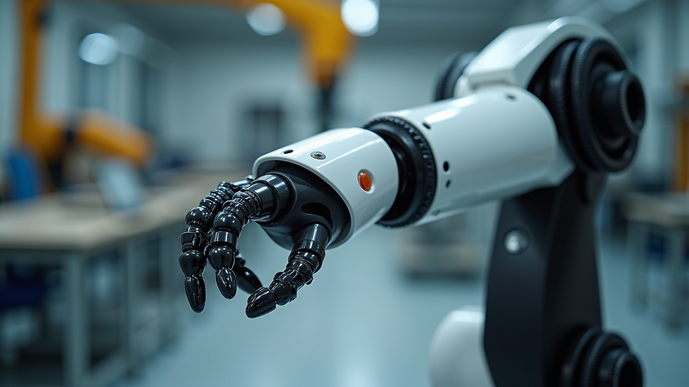 Close-up view of a robotic arm with integrated sensors