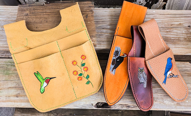 Her Heartbeat Farm leatherwork (and drums)