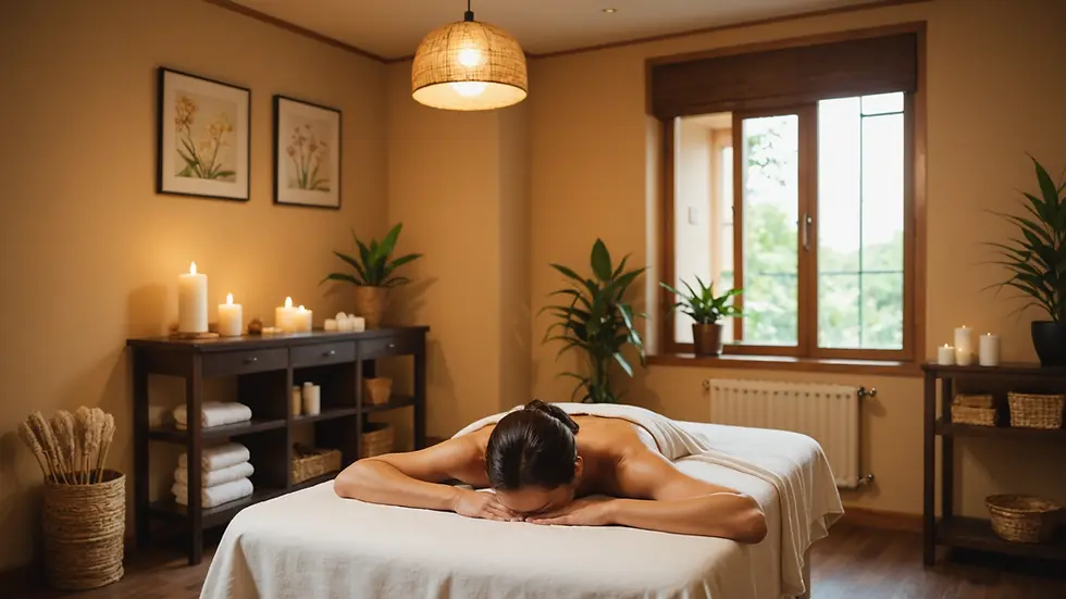 Eye-level view of serene atmosphere in a massage studio