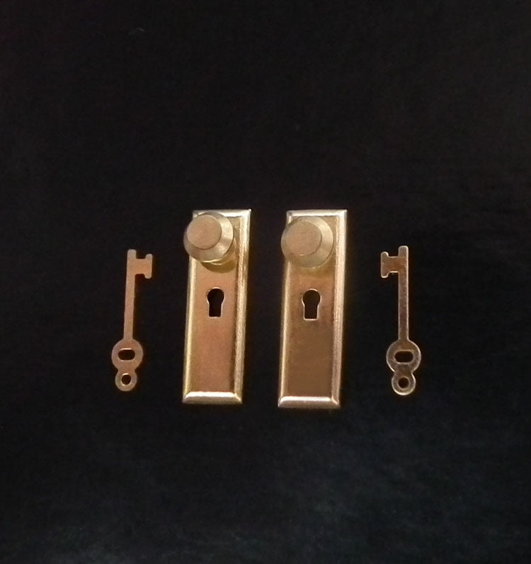 dolls house brass door handles and keys knobs handle