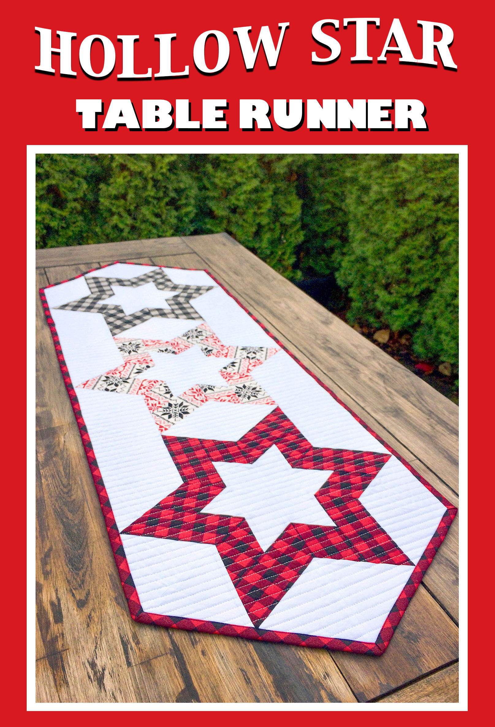 Hollow Star Table Runner Printed Pattern