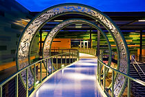 Architectural photograph at twilight