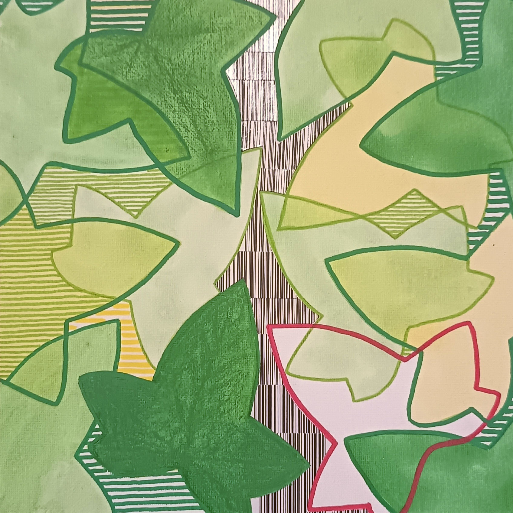 Œuvre originale - feuillage décomposé (vert)