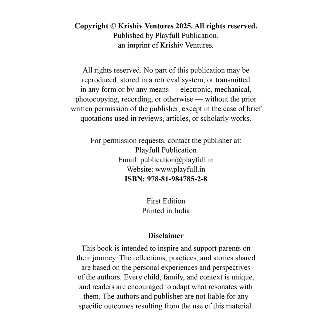  Copyright information page of Parenting with a Smile book.