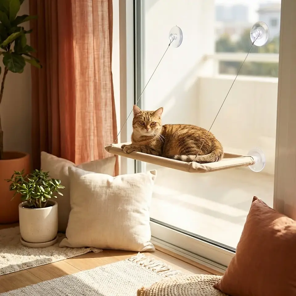 Hamac de fenêtre à ventouses pour chat