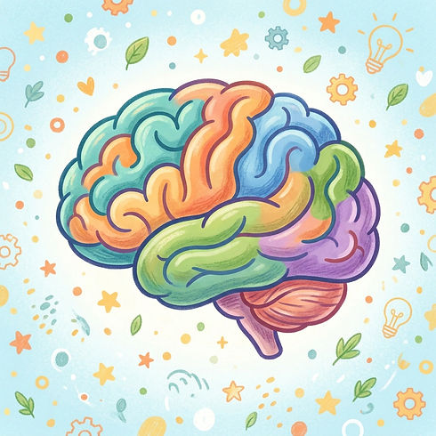 illustration of brain, kid friendly but no text, remove the eyes etc, just simple brain im