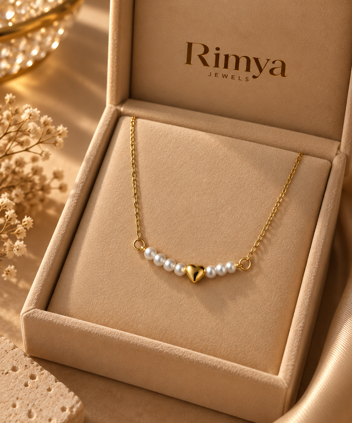 Pearl Heart Charm Necklace