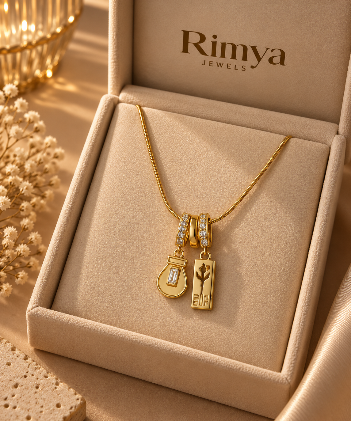 Golden Charm Travel theme Duo Necklace