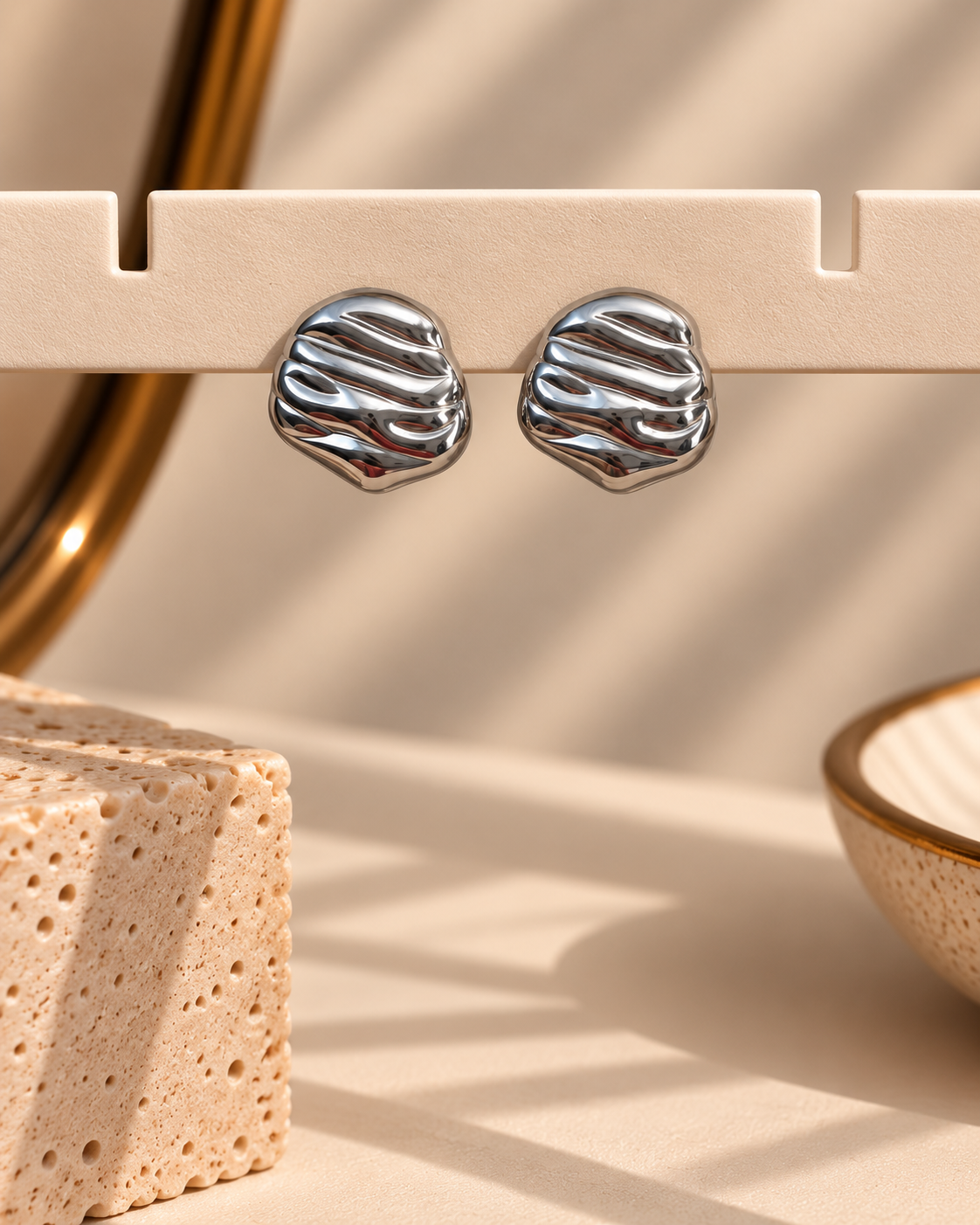 Sculptural Silver Earring Portrait