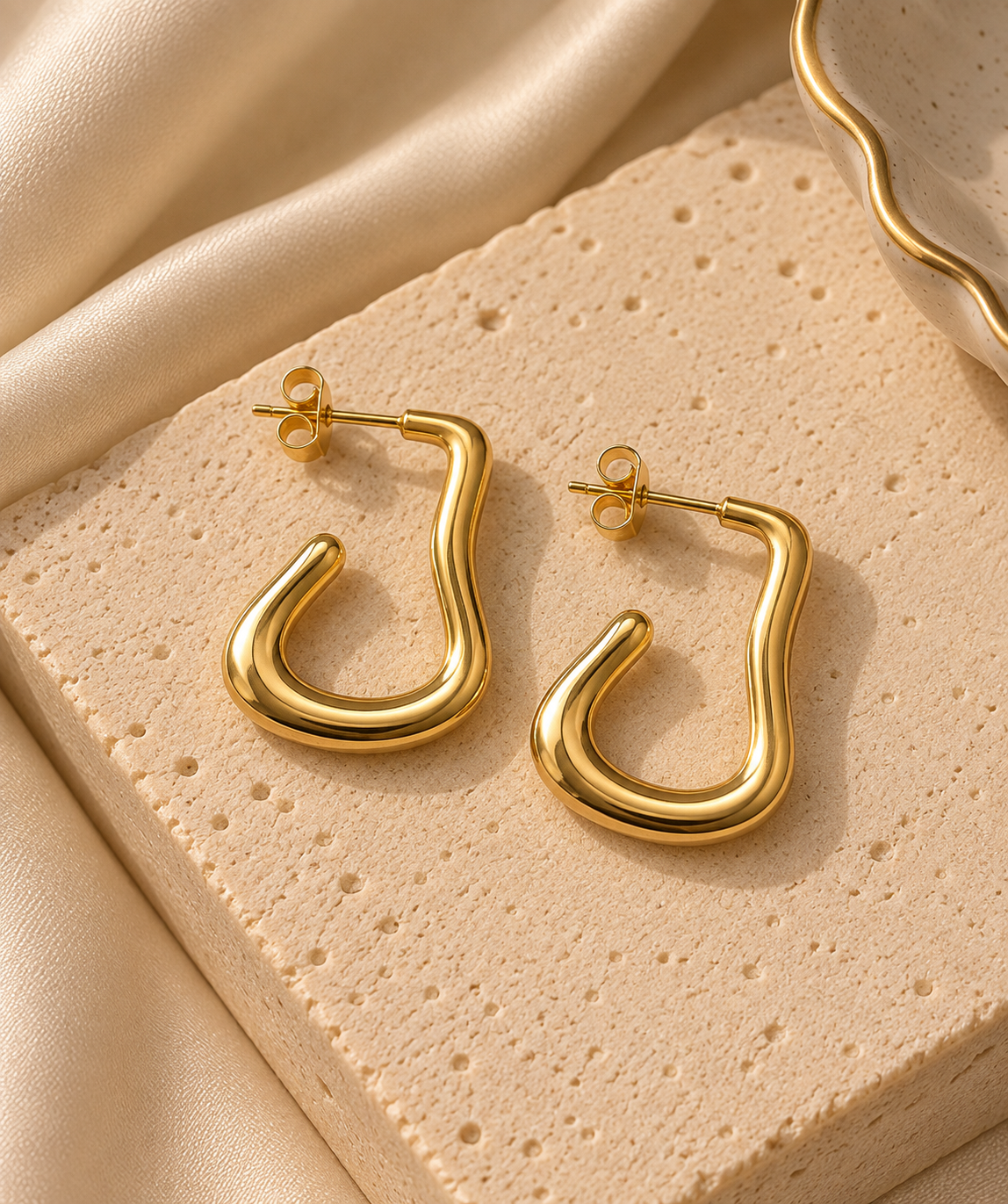 Sculptural J-Hoop Earrings