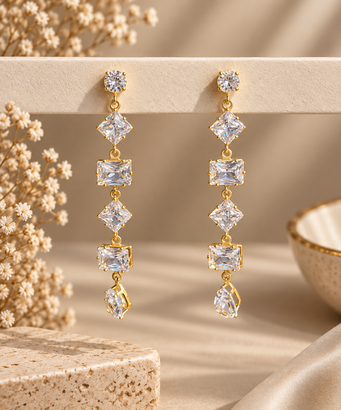 Celestia Crystal Cascade Drop Earrings