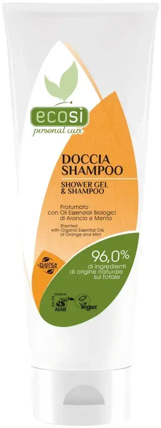 Shower Gel & Shampoo with Orange & Mint Essential Oils 250ml Ecosi