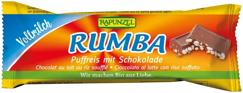 Rumba Milk Chocolate Bar with Puffed Rice 50g Rapunzel