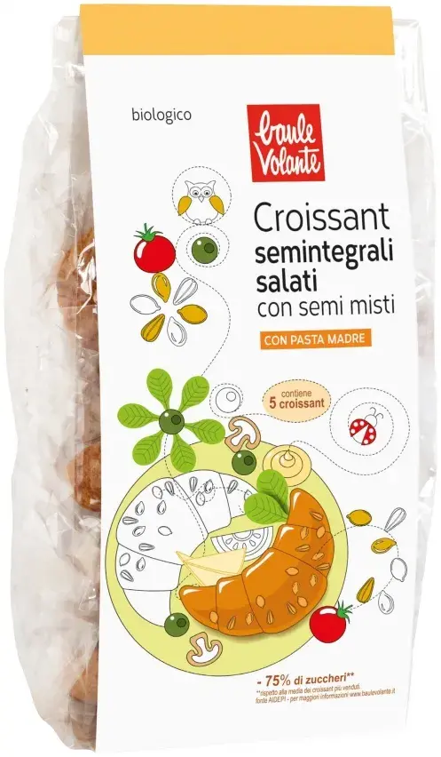 Semi-Wholemeal Wheat Savoury Croissants with Mixed Seeds 225g Baule Volante