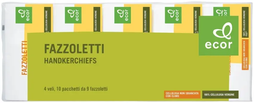 Four-Ply Paper Handkerchiefs 10x9pcs Ecor