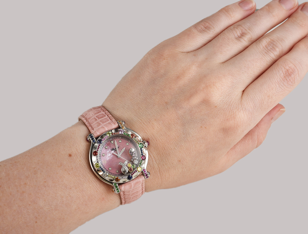 Thumbnail: 2000s Chopard Happy Sport watch Stainless Steel w/Diamonds,Ruby Ref.27/8921-403