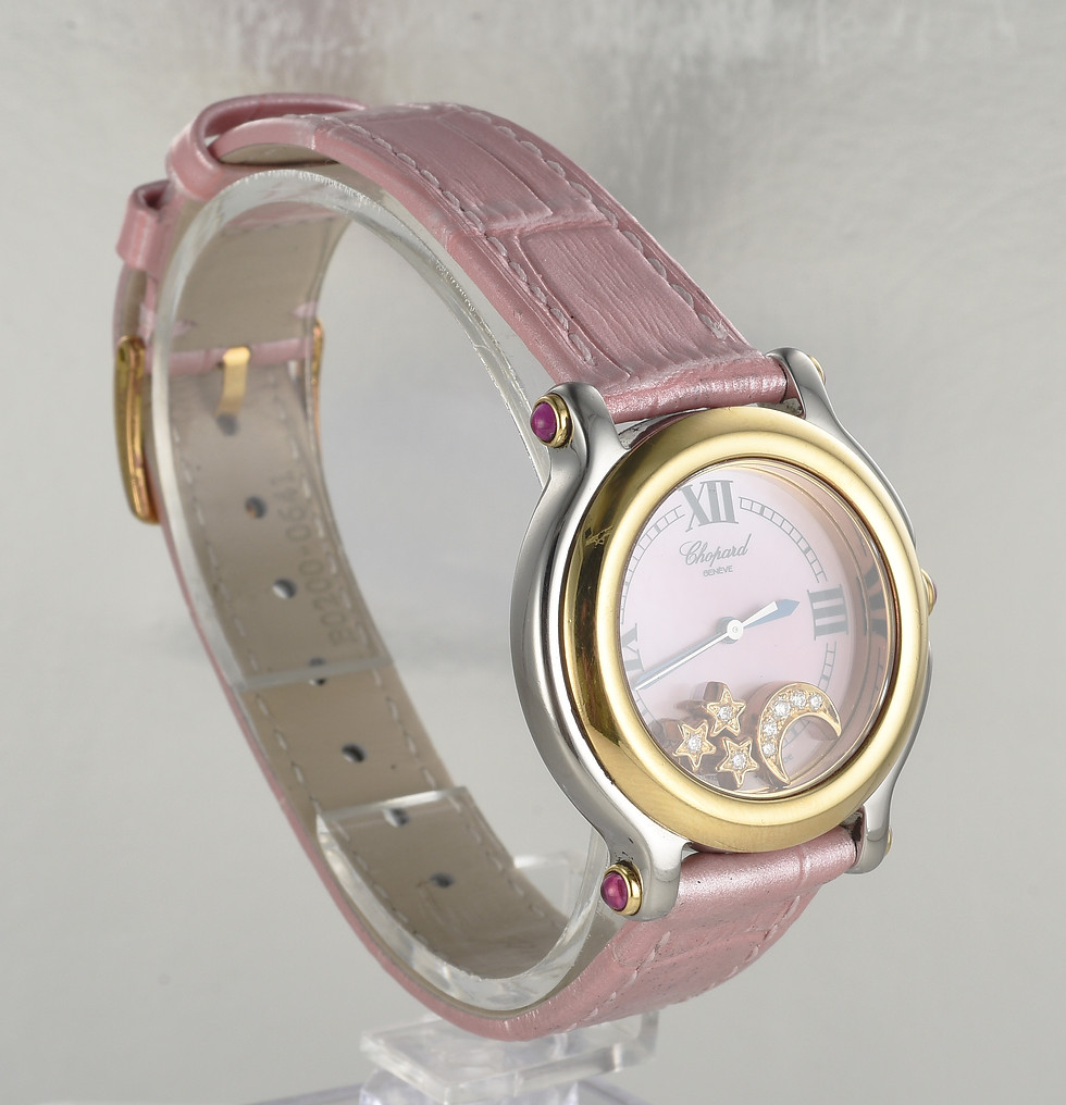 Thumbnail: 1990s Chopard Happy Sport watchStainless Steel & 18K Gold Bezel Ref.27/82;papers
