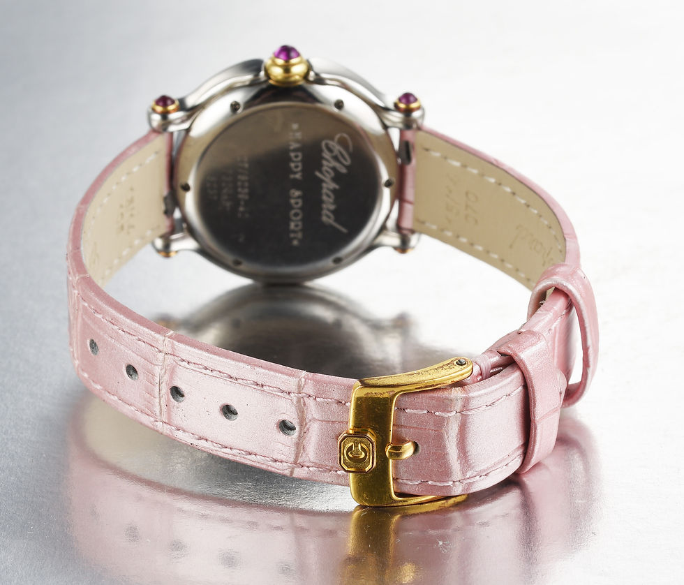 Thumbnail: 1990s Chopard Happy Sport watchStainless Steel & 18K Gold Bezel Ref.27/82;papers