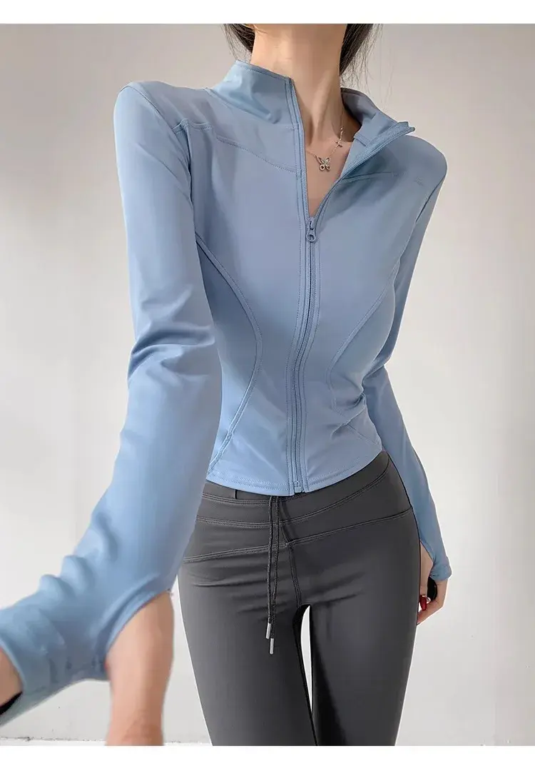 Thumbnail: Women's Quick-Dry Sports Jacket – High-Neck Running Zip Top with Thumbholes
