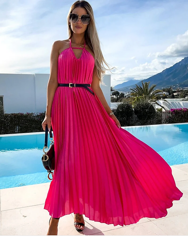 A waist-trimming Bohemian maxi dress, perfect for adding a touch of boho elegance to your summer look