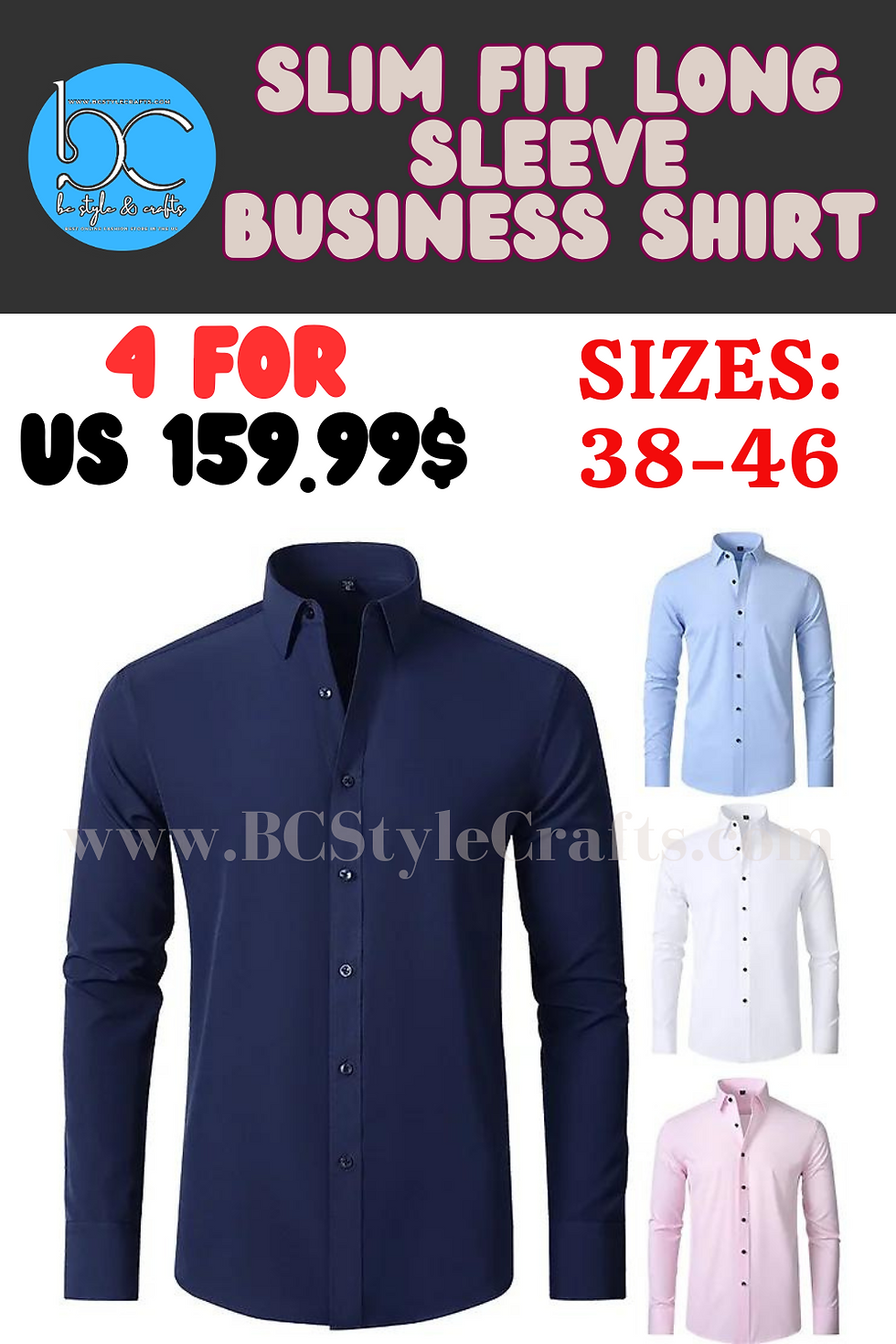 Thumbnail: Slim Fit Long Sleeve Business Shirt