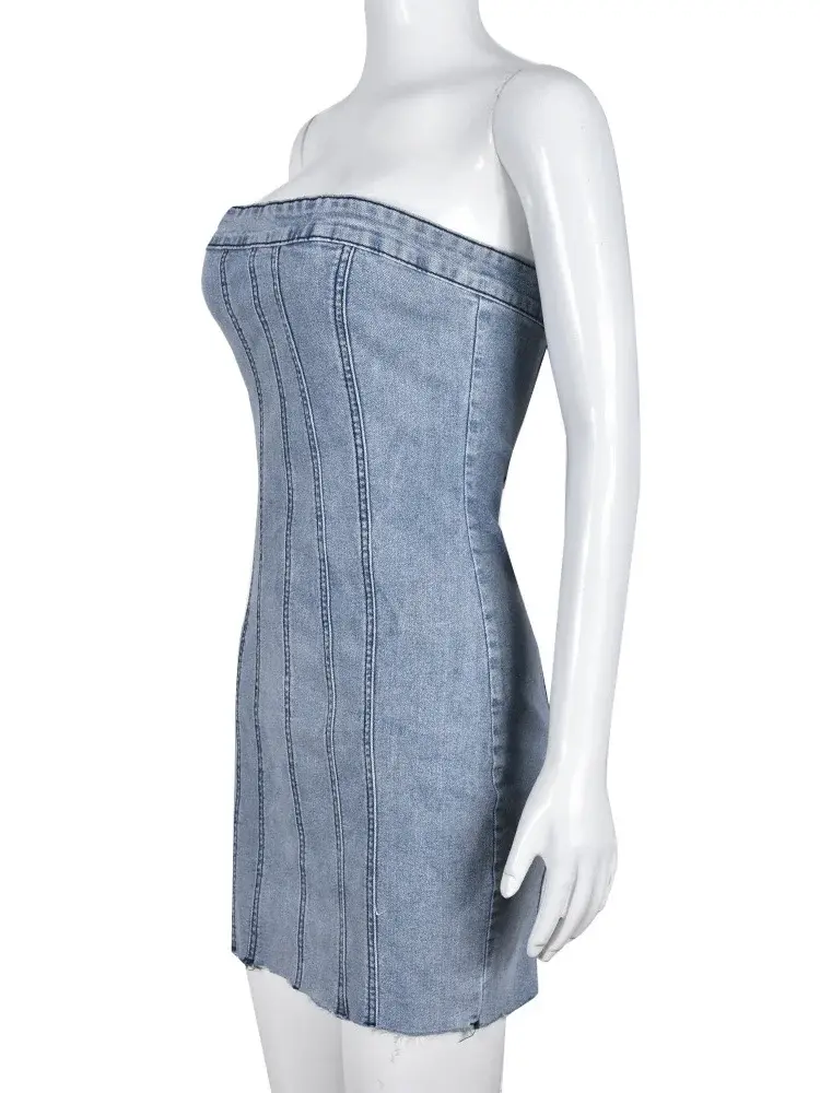 Thumbnail: Backless Tube Denim Dress
