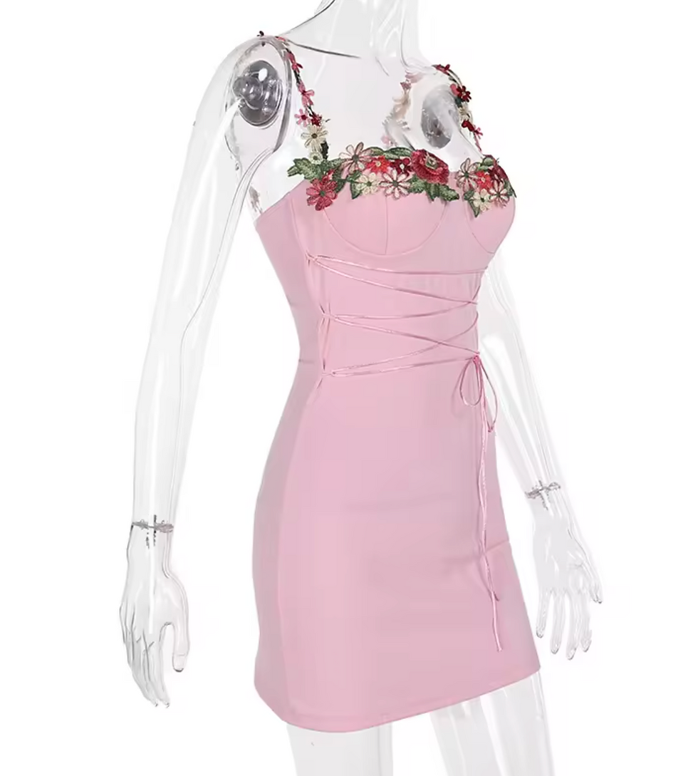 Thumbnail: Embroidered Flower Suspender Dress