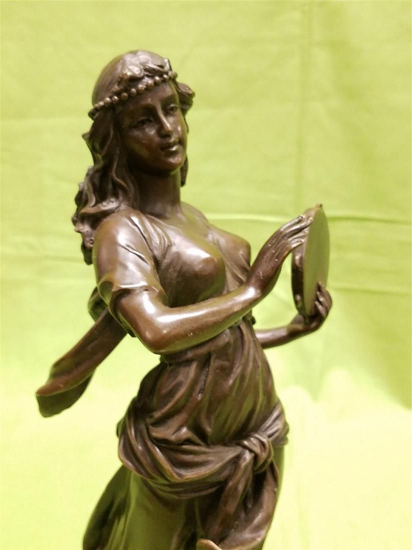 Thumbnail: LOT 3750: BRONZE WOMAN WITH TAMBOURINE SGND W. FRANCE 14"