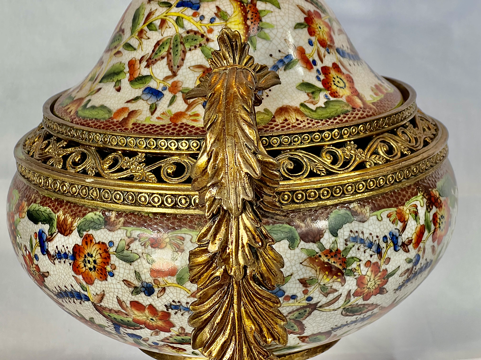 Thumbnail: Lot 3706: 19th C. Victorian Porcelain & Bronze Urn Vase