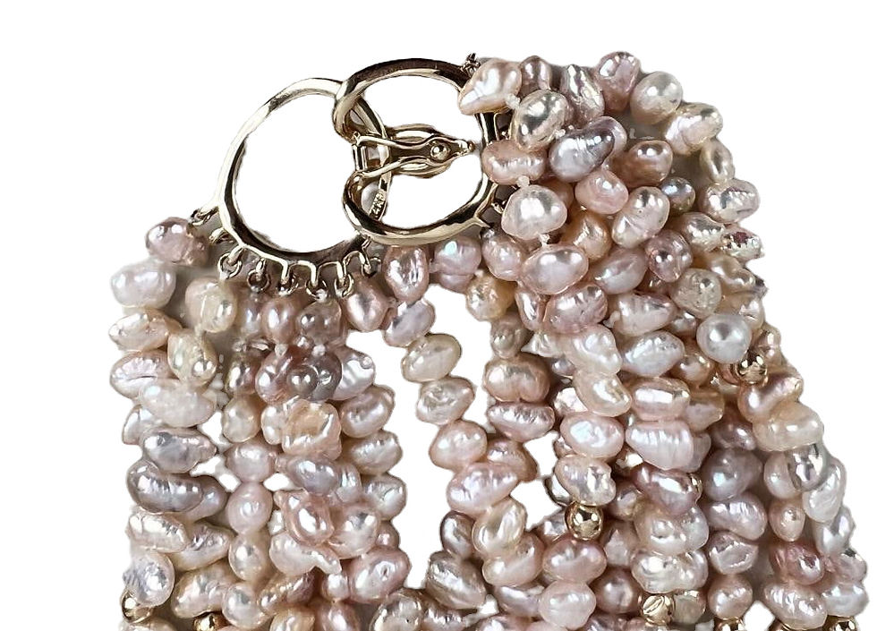 Thumbnail: Lot 3865: Light  Multicolored Strings 14K Gold & Pearl Necklace Strand