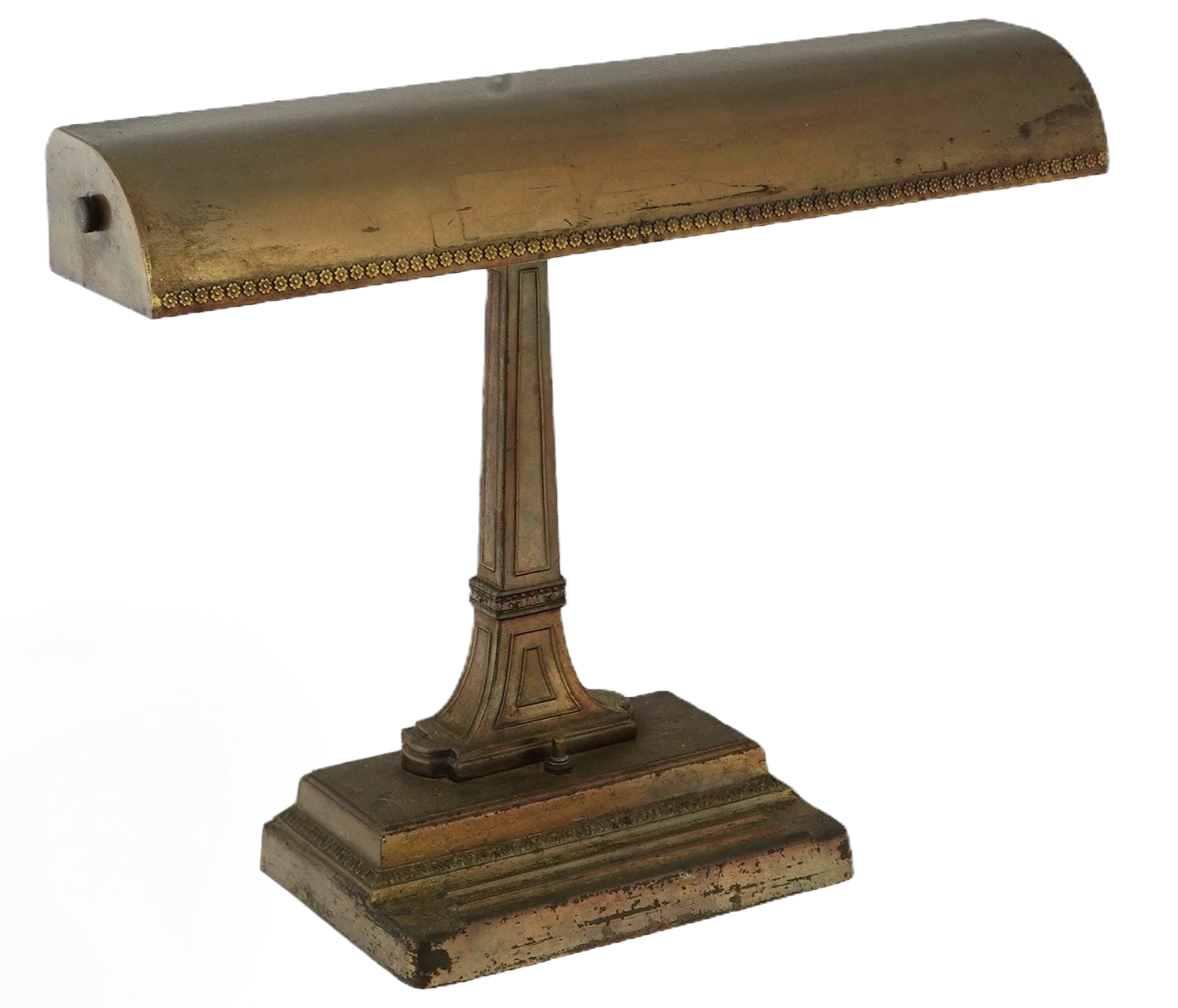 LOT 3805: ANTIQUE AMERICAN EMERALITE BRASS BANKERS TABLE LAMP