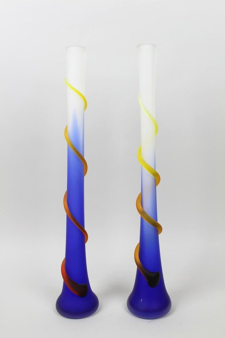 Thumbnail: Lot of 6 Postmodern Frosted Glass Vases, Carlo Moretti