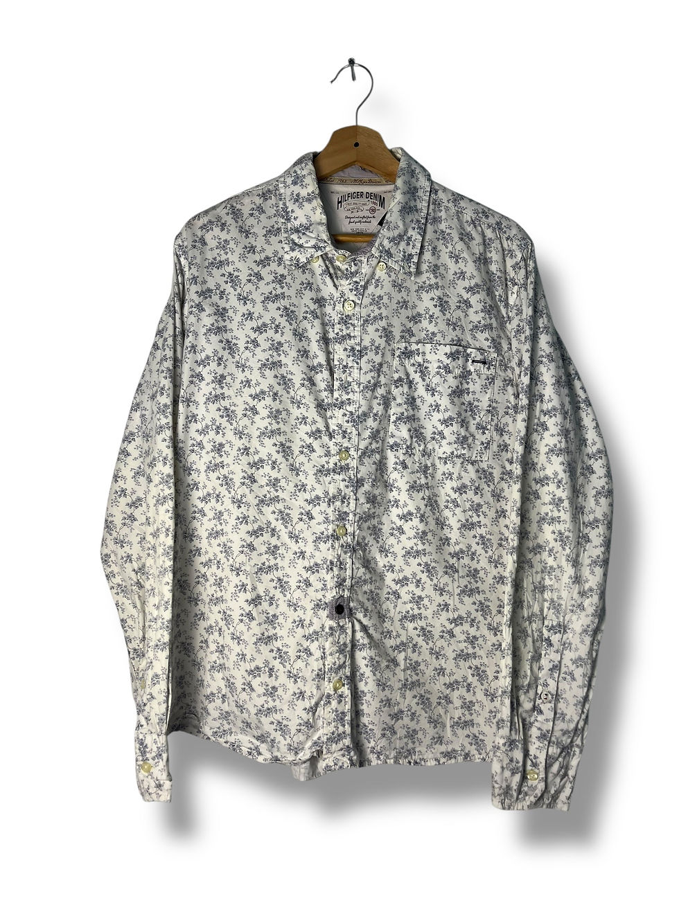 Thumbnail: Hilfiger Denim Shirt – White Floral Print – L