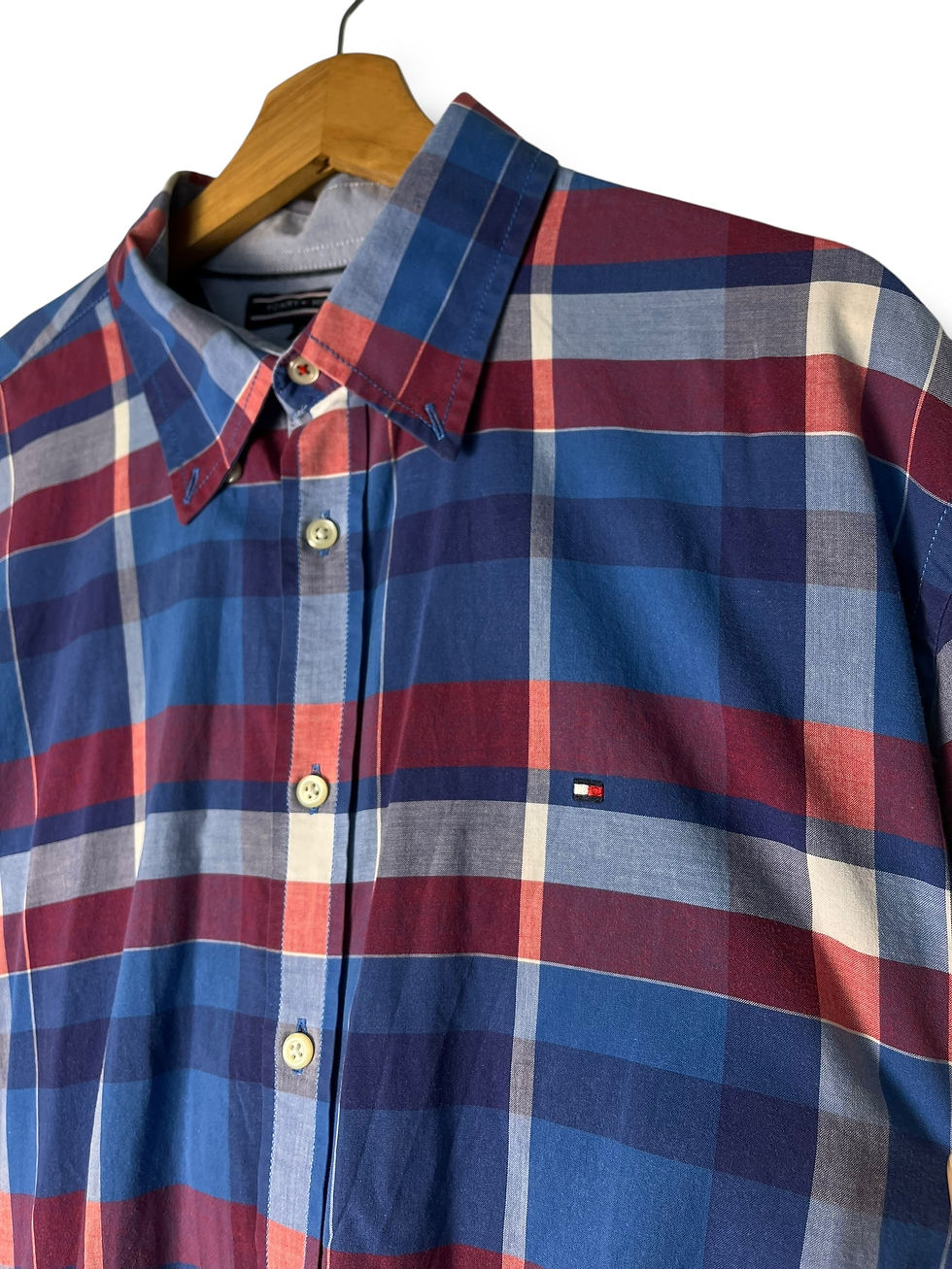 Thumbnail: Tommy Hilfiger Checked Shirt – Blue & Red – Soft Cotton – L/XL Fit