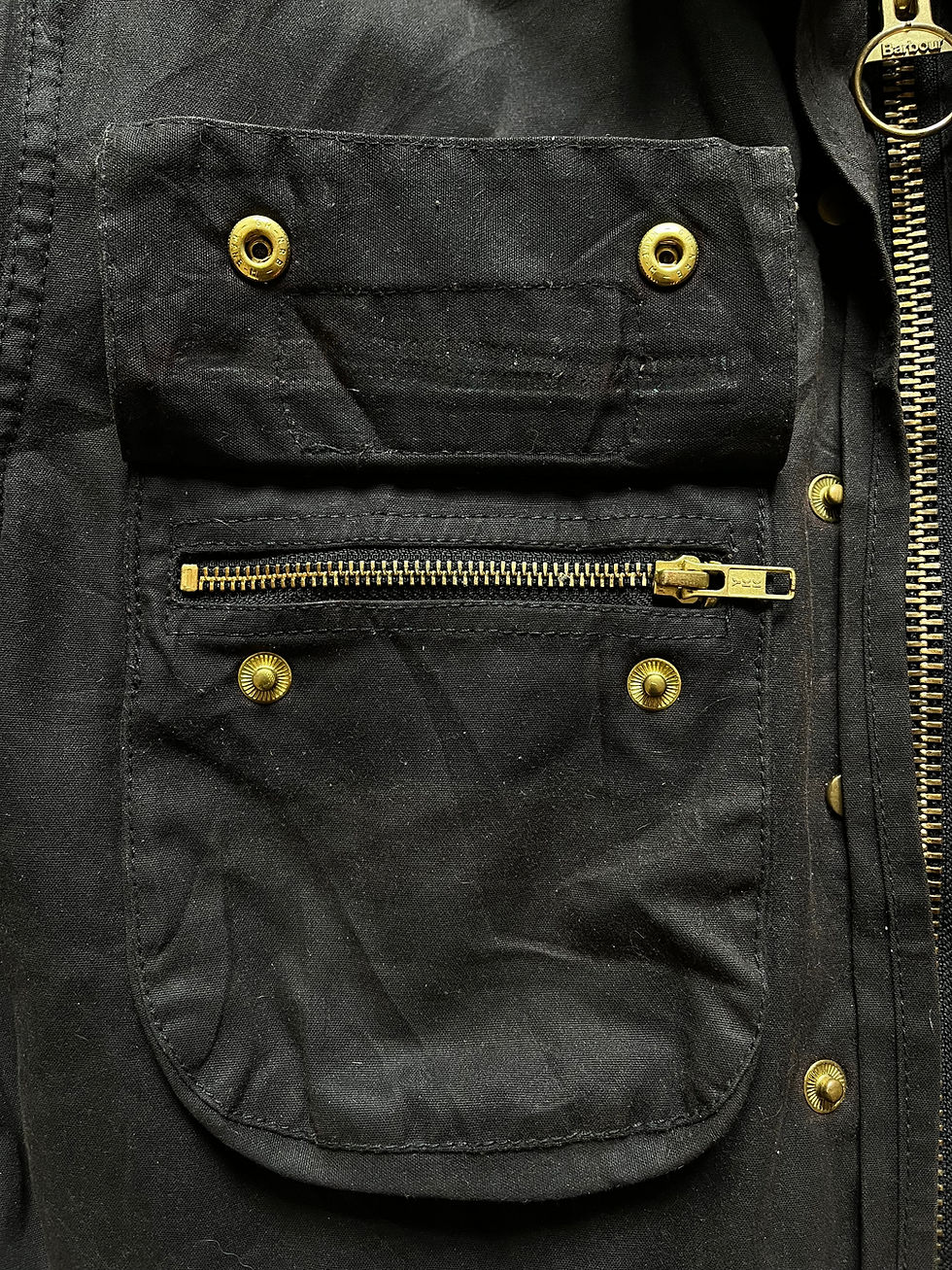 Thumbnail: Barbour International Wax Jacket – Black – C34 (Small)