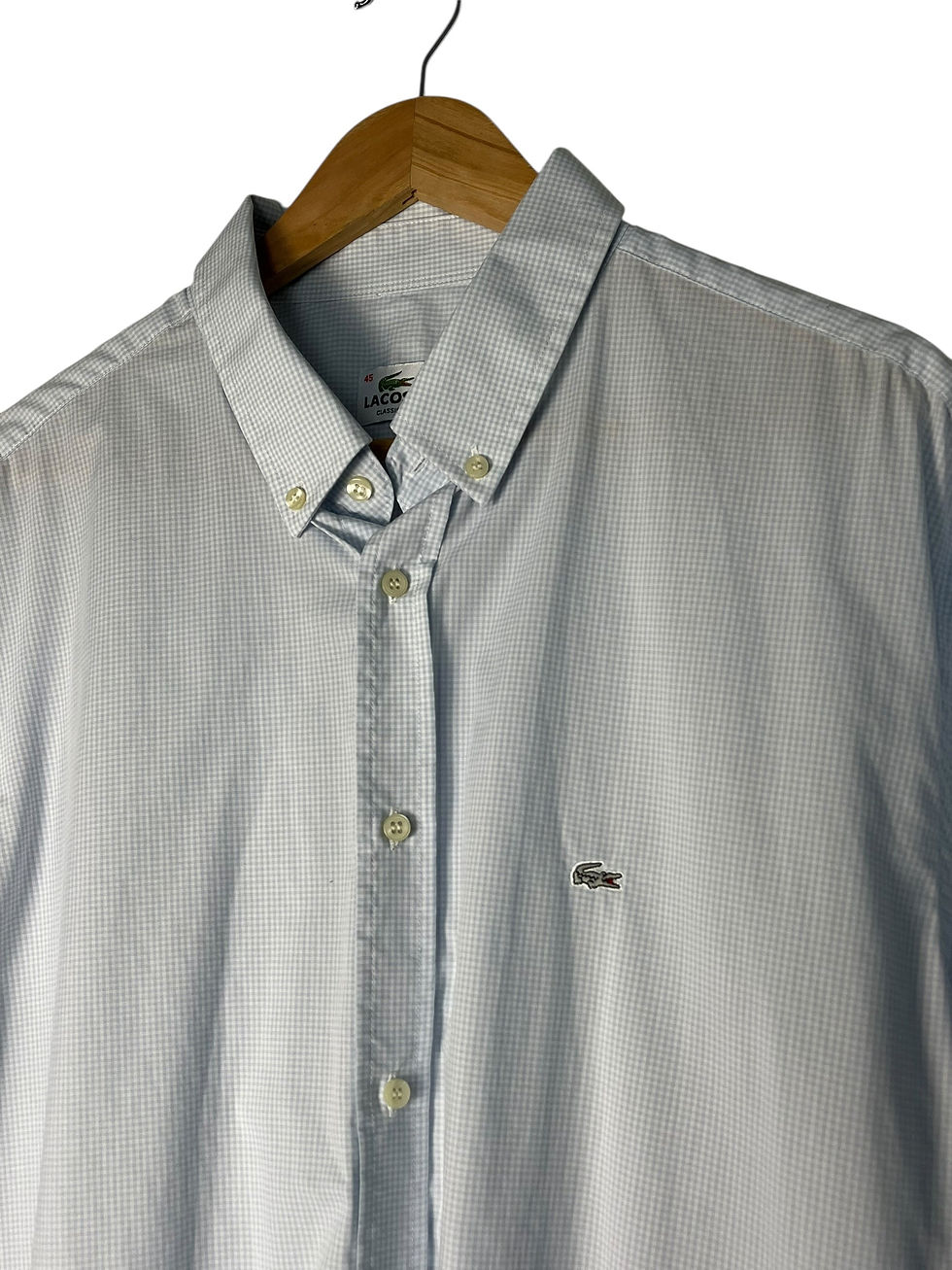 Thumbnail: Lacoste Shirt – Light Blue Micro-Check – Classic Fit – XL