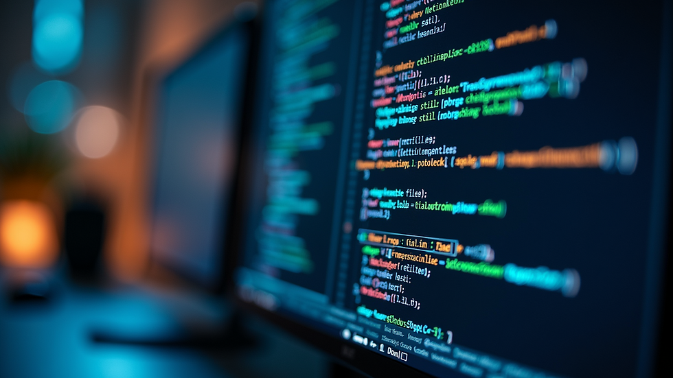 Close-up view of a computer screen displaying AI-generated code for electronic firmware