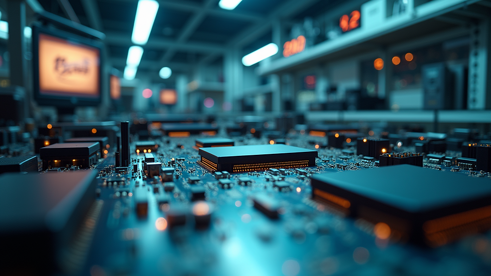 Eye-level view of a modern electronics lab with various circuit design tools