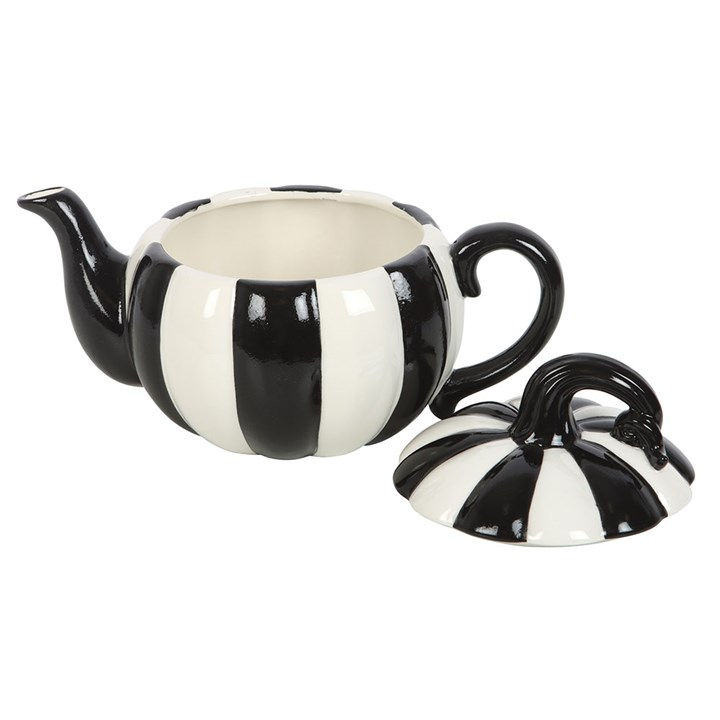 Thumbnail: Black and White Striped Pumpkin Teapot