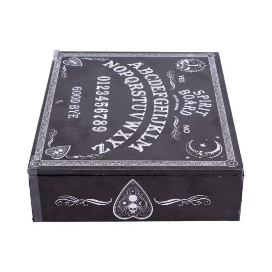 Thumbnail: Black and White Spirit Board and Planchette Jewellery Storage Box with Mirror