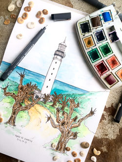 phare de biarritz watercolors