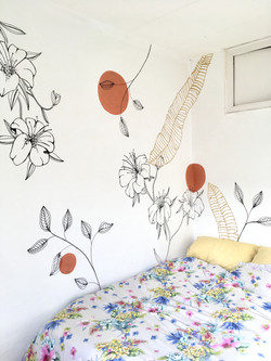 Floral bedroom mural