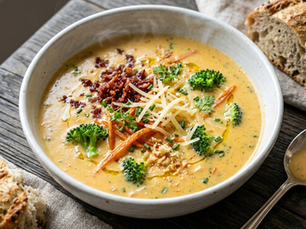Sopa de arroz y brócoli con queso